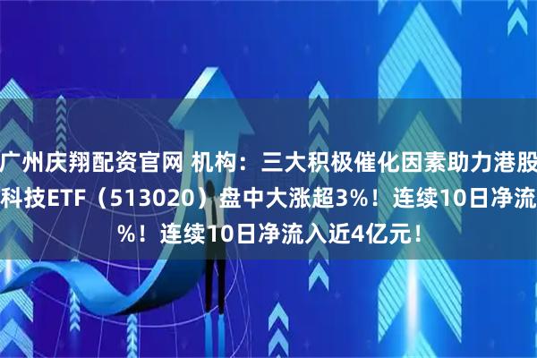 广州庆翔配资官网 机构：三大积极催化因素助力港股发展，港股科技ETF（513020）盘中大涨超3%！连续10日净流入近4亿元！